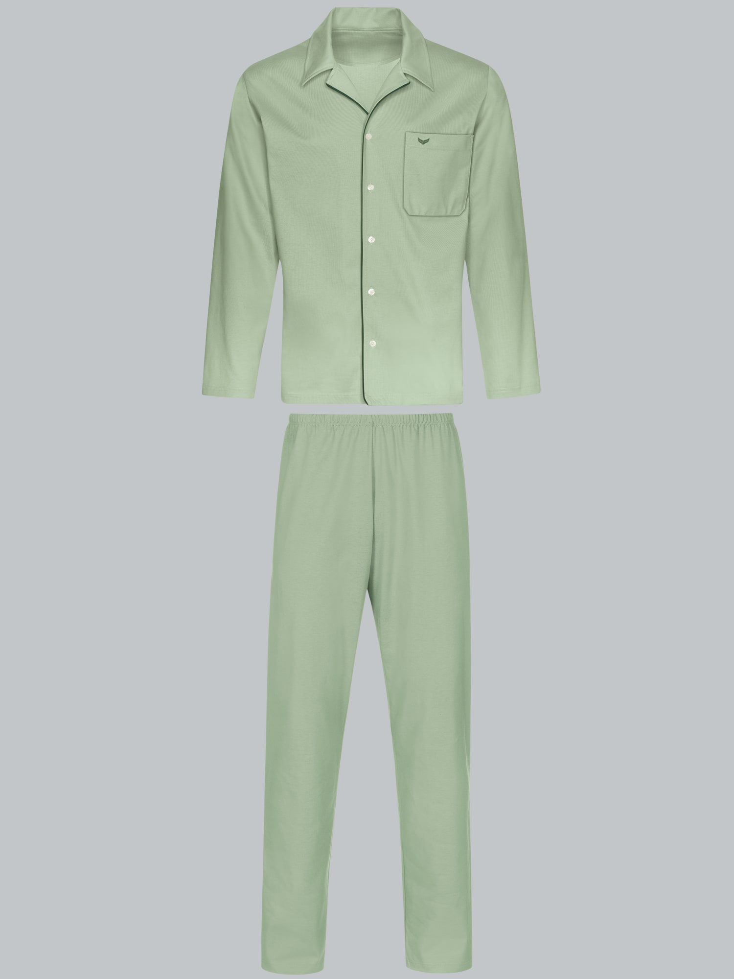 Schicker Schlafanzug mit elegantem Kragen und Knopfleiste Green tea