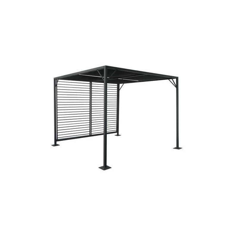 Pergola a toit coulissant avec une structure en aluminium et acier - 2,80 x 2,80 metres - gris foncé