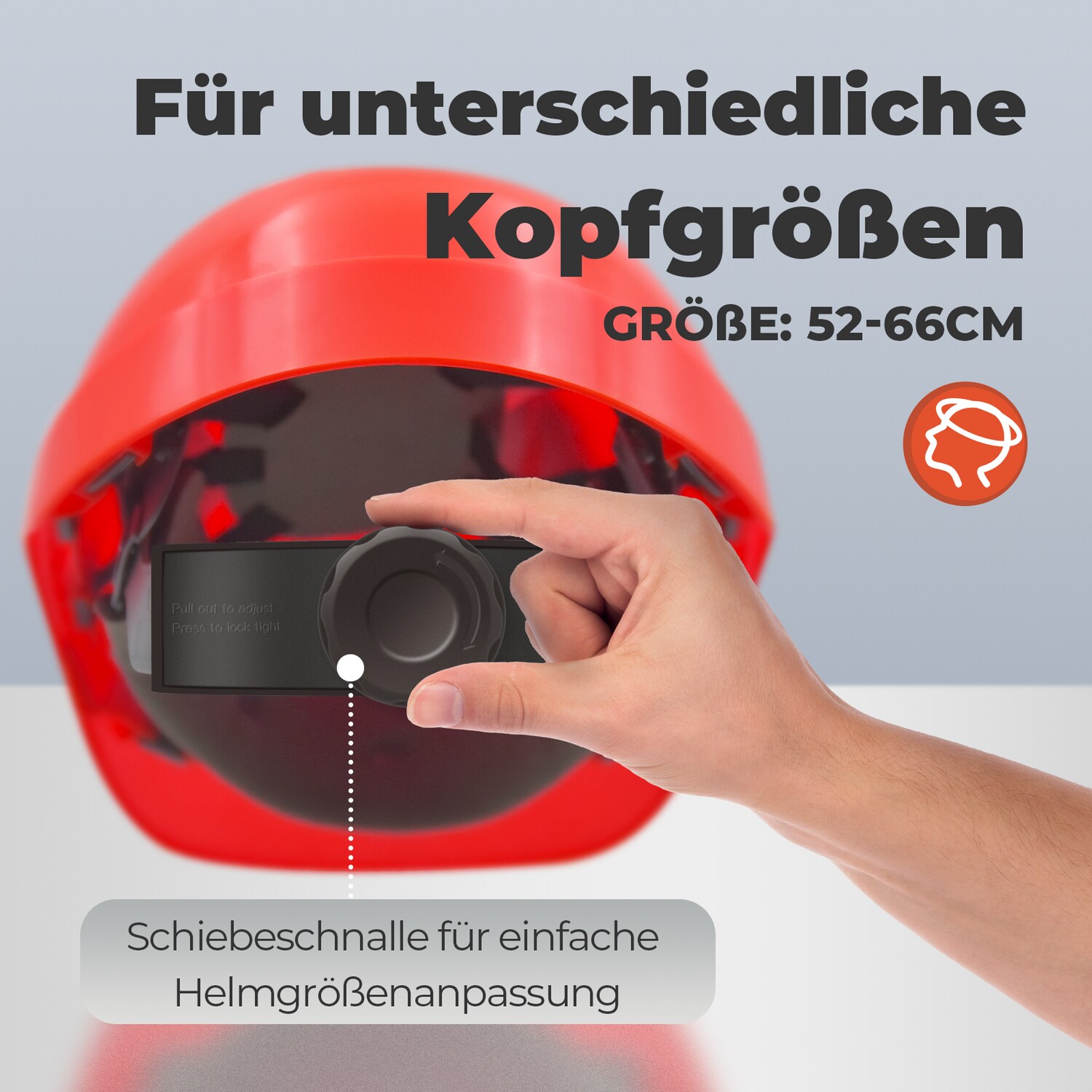Mustbau Bauhelm,Schutzhelm,Arbeitshelm,Bauarbeiterhelm,52-66cm Einstellbar, Rot