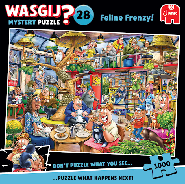 Wasgij Mystery 28 Puslespill Feline Frenzy! Puslespill 1000 brikker