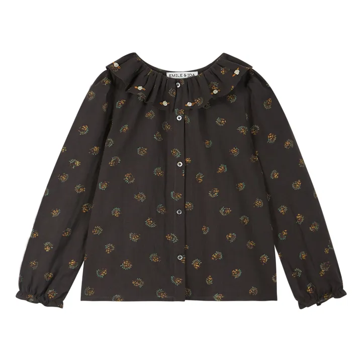 Emile et Ida Blouse Fleurs | Gris anthracite