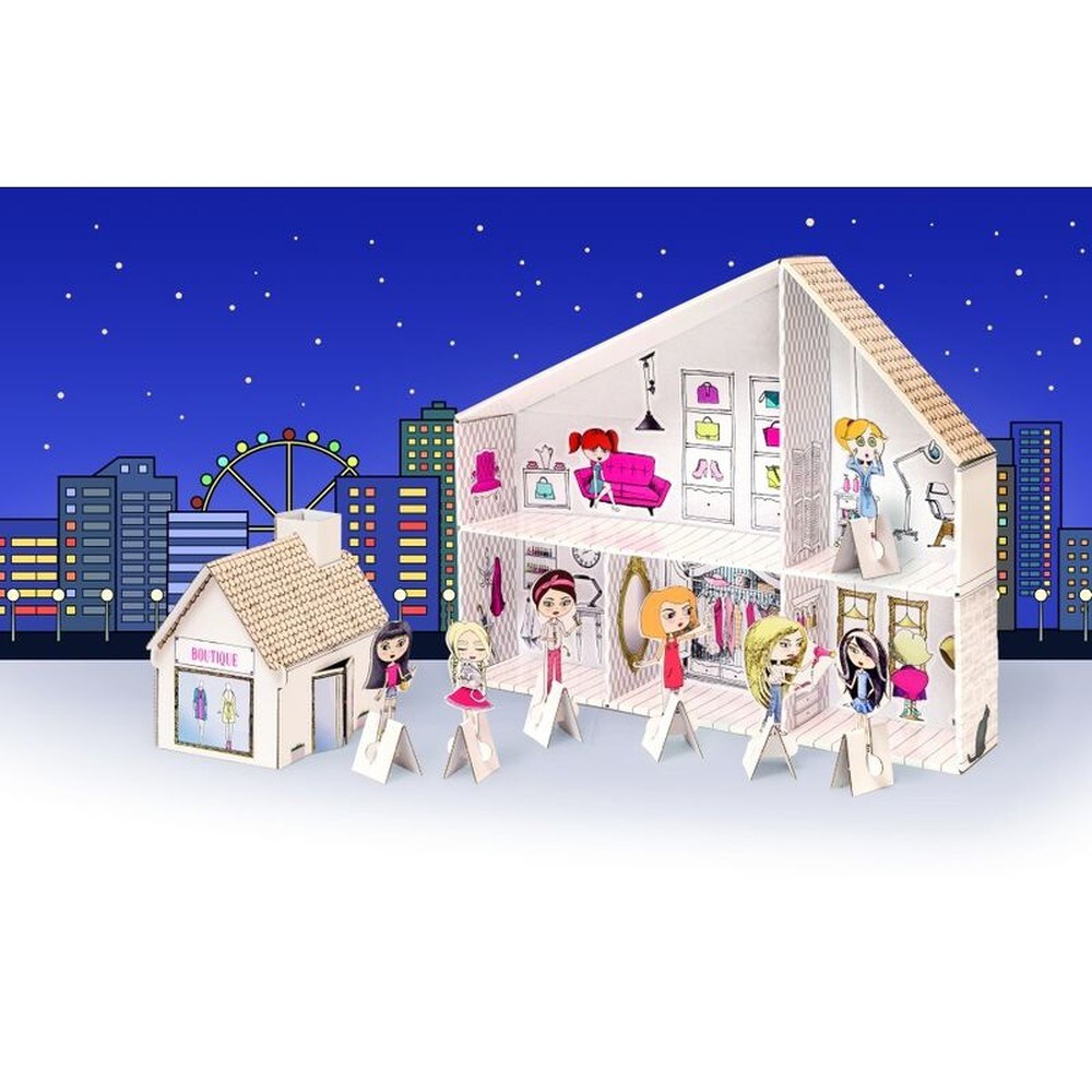 Bastelhaus 37 Schönheitssalon 54 x 43 x 10cm 3-lagige Wellpappe selber Gestalten