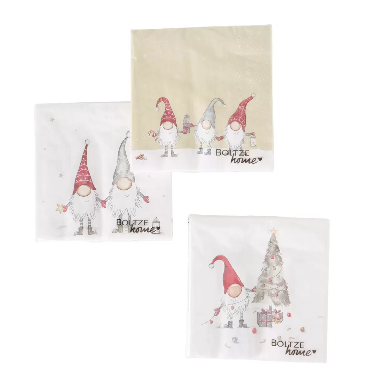 Serviette Weihnachten Snorre beige,weiss