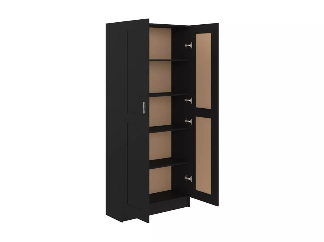 Bibliothèque Noir 82,5x30,5x185,5 cm Bois d'ingénierie