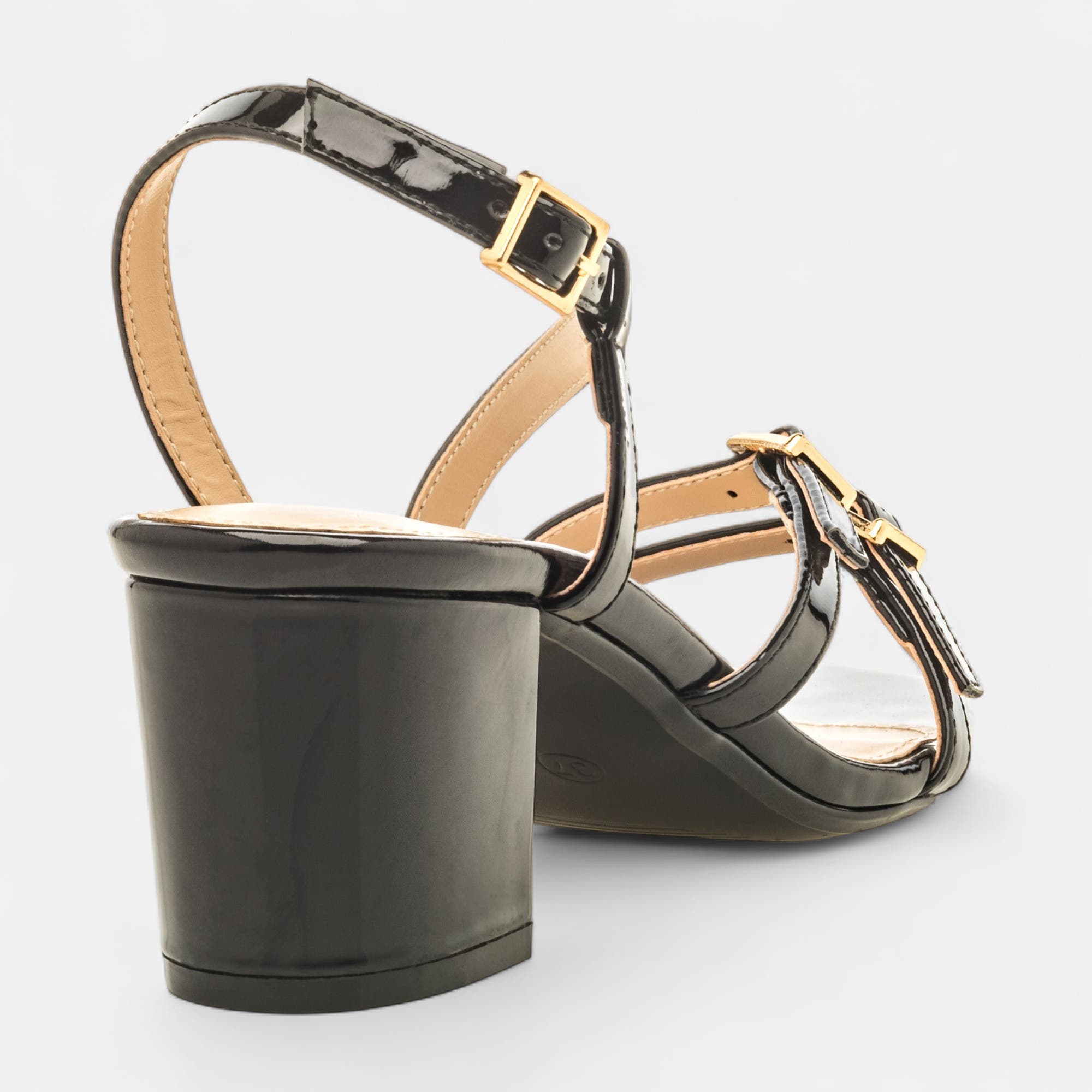 Nu-pieds à talon Femme noir vernis