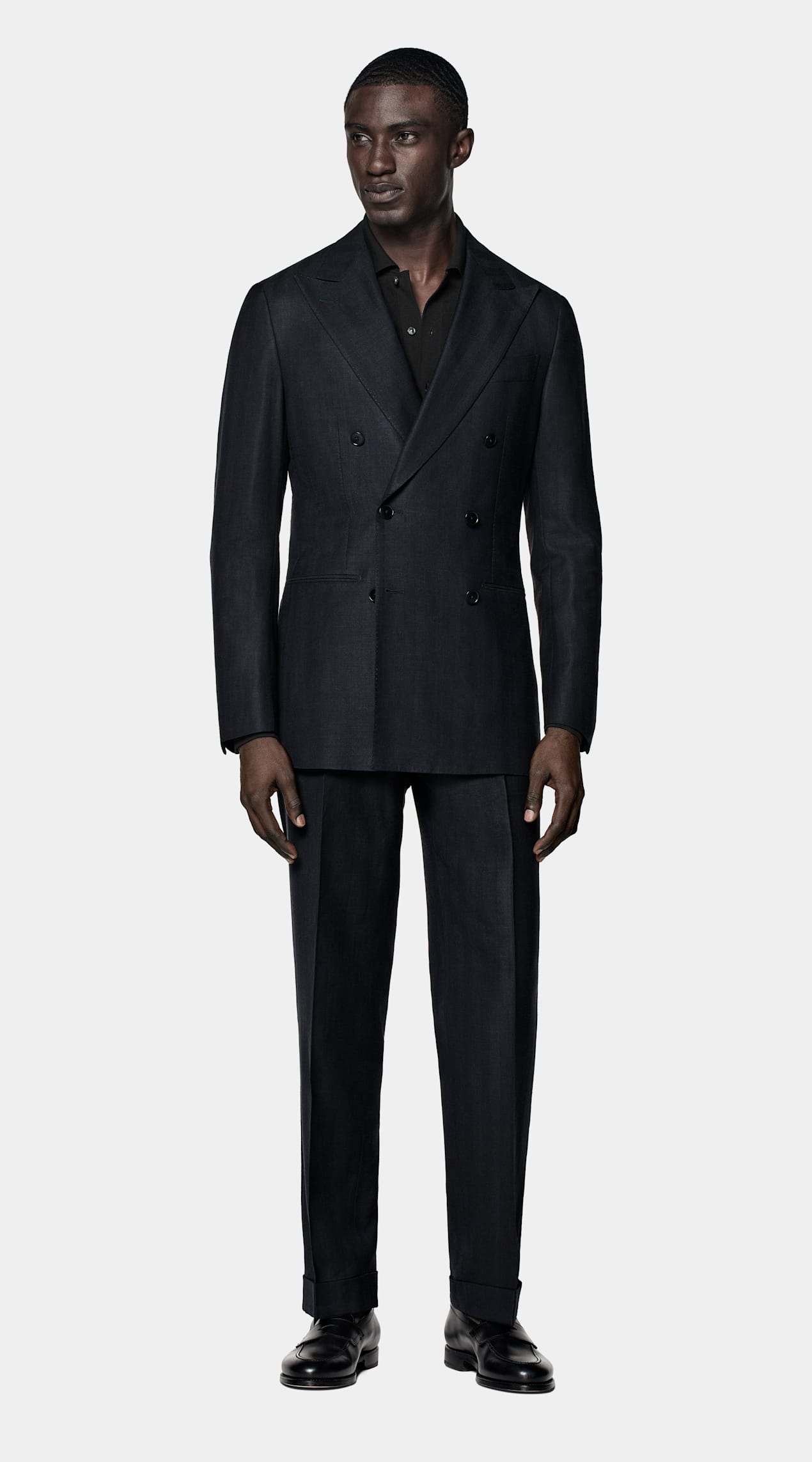 Costume Havana coupe Tailored bleu marine à chevrons