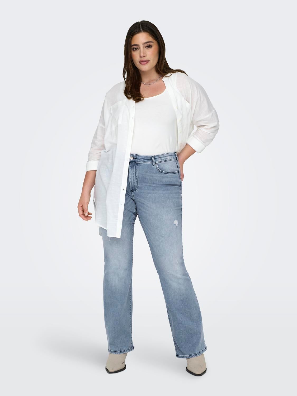 CARWILLY Mittlere Taille Ausgestellt Jeans Light Blue Denim