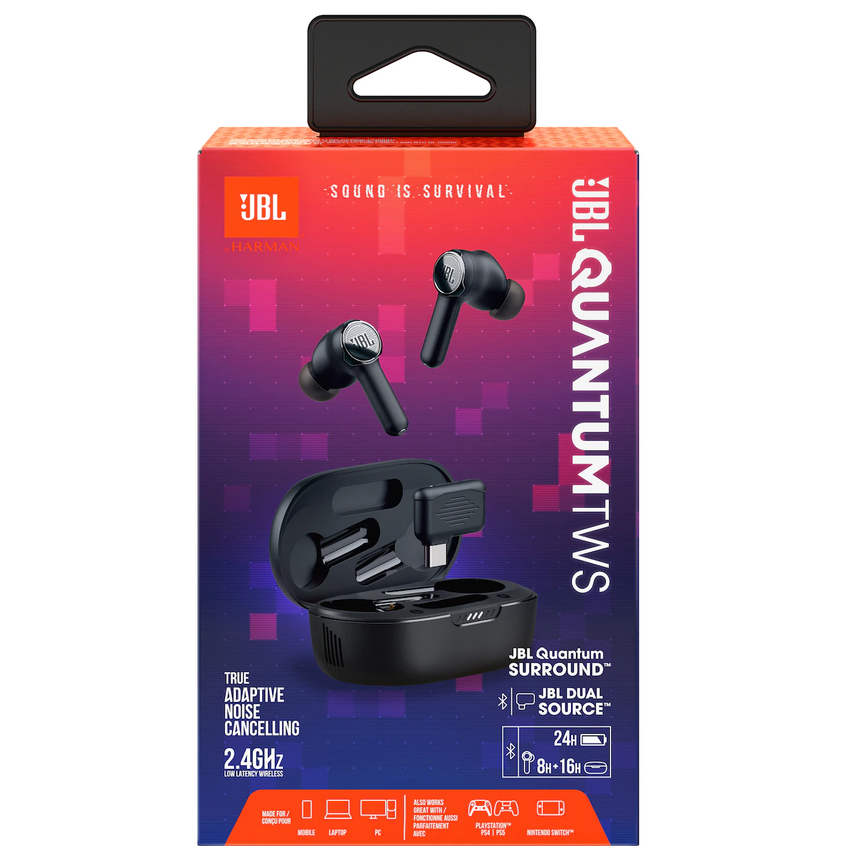 JBL Quantum True Wireless hodetelefoner (sort)