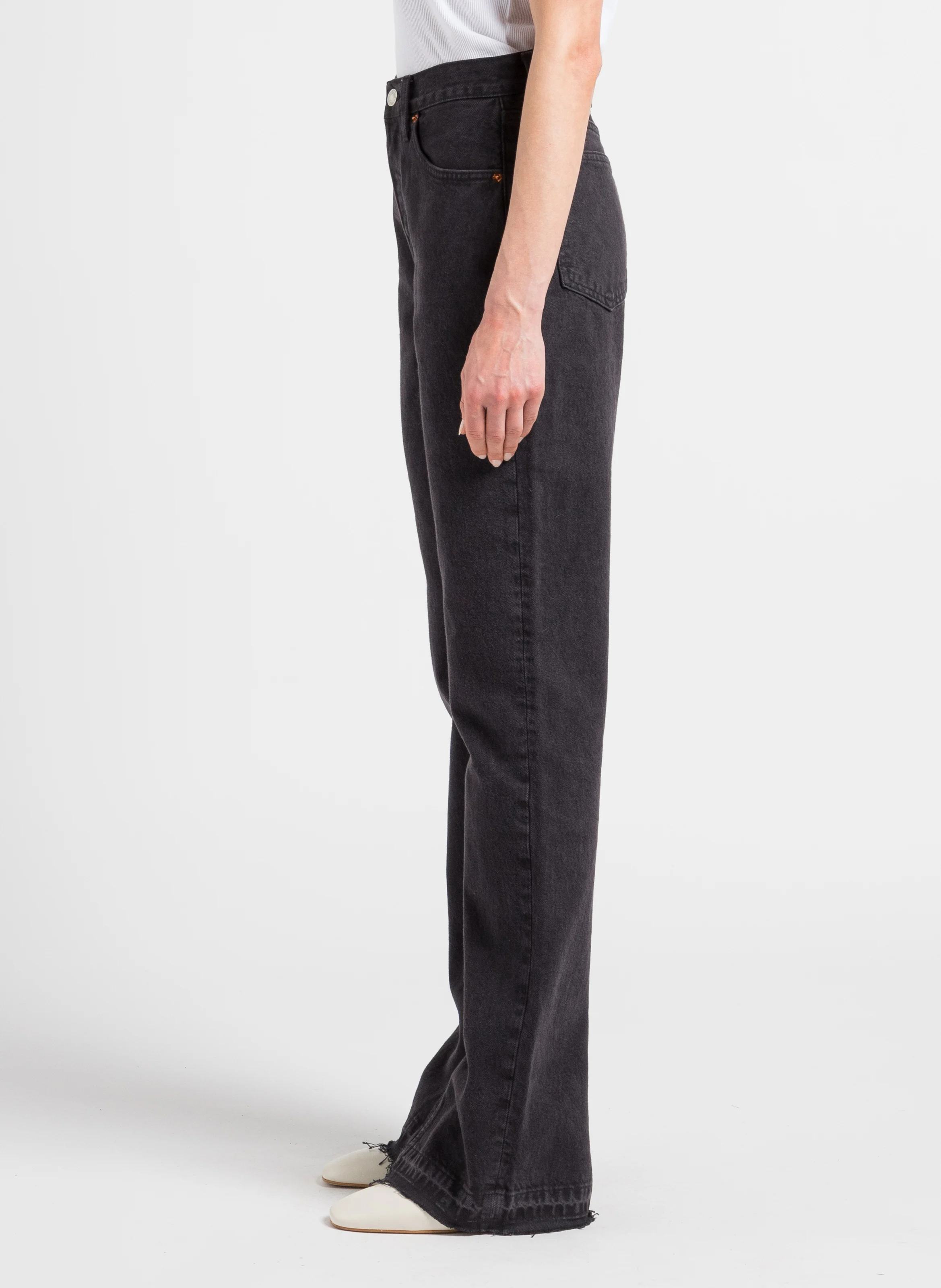 70S HIGH RISE - Jean droit taille haute en coton| Noir