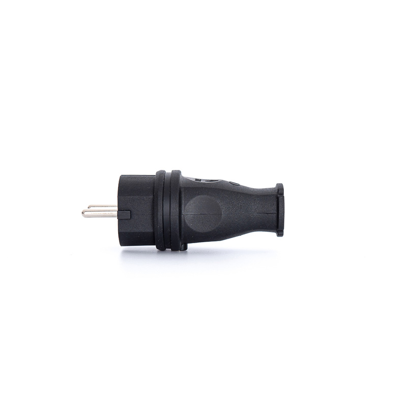 Power Stekker rubber 16A randaarde zwart IP44