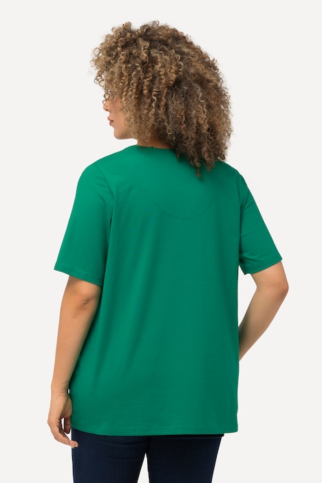 T-Shirt, A-Linie, Tunika-Ausschnitt, Halbarm