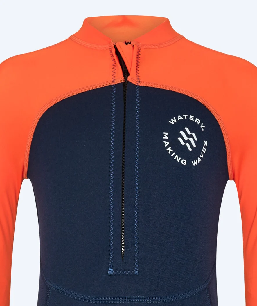 Watery UV våddragt til børn - Calypso Full-Body - Orange/blå