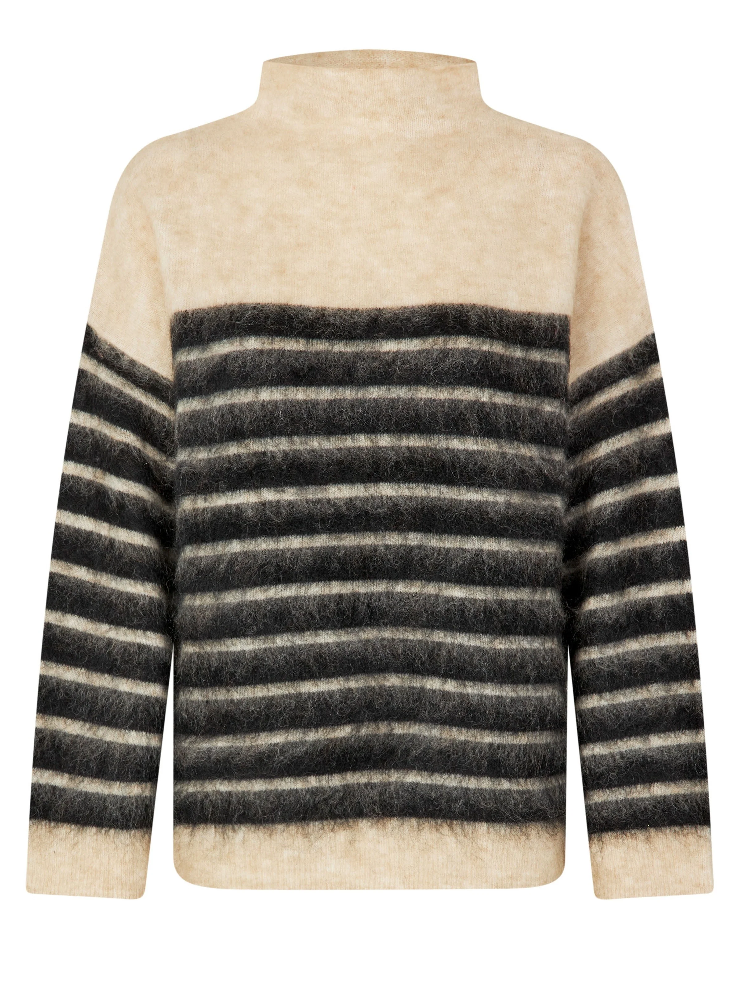 Second Female  Juta T-Neck striktrøje - creme/sort