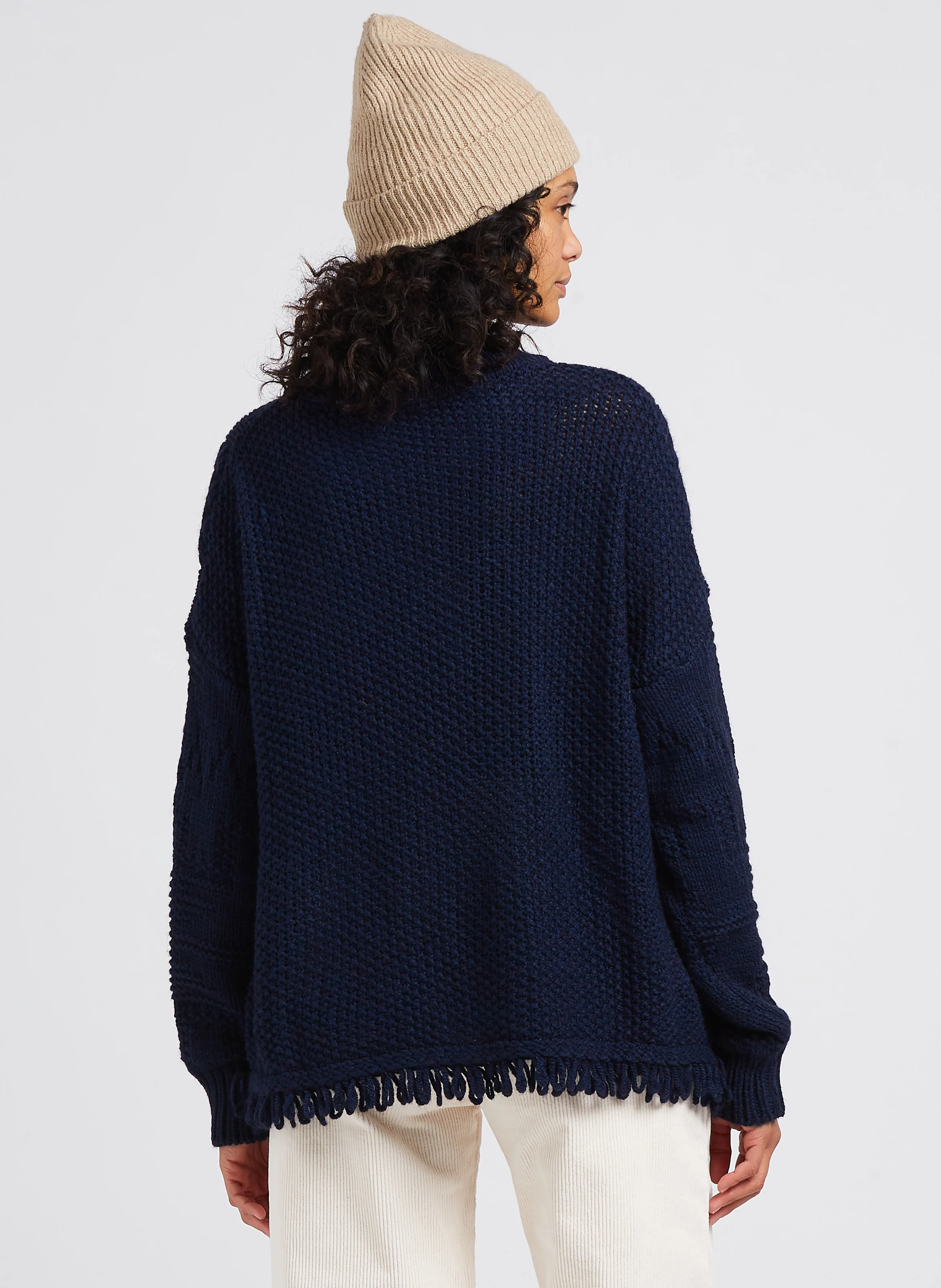 HAMPTONS - Pull col rond en maille ajourée | Bleu