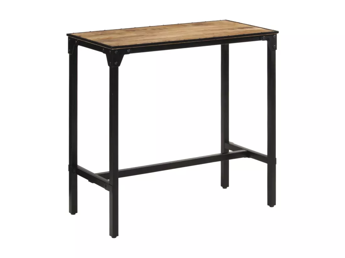 Table de bar 110x55x107 cm bois de manguier massif brut