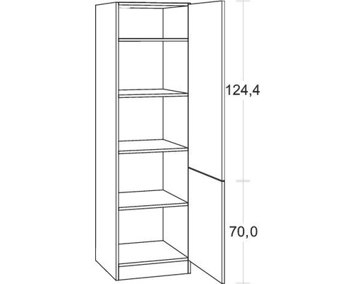 Optifit Porto220 voorraadkast BxDxH 60x57,1x206,8 cm antraciet mat gedemonteerd scharnier omkeerbaar (links of rechts te monteren)