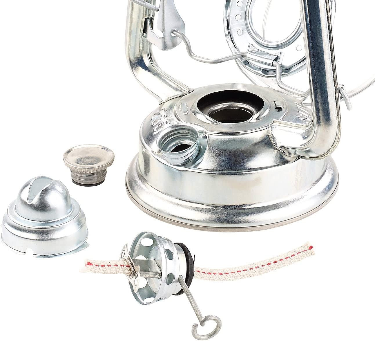Mini Retro Öl Laterne Petrol Lampe Camping Sturmlaterne inkl. Flachdocht - Silber