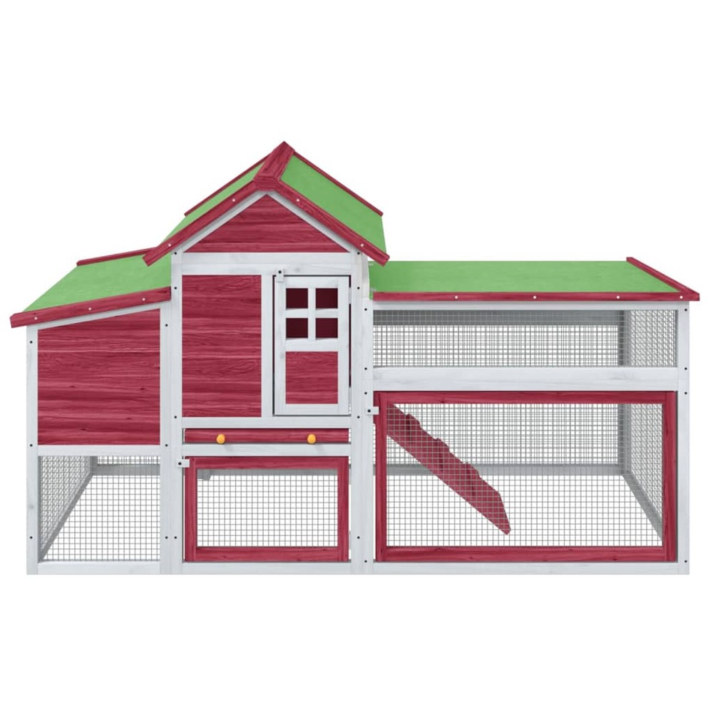 Poulailler rouge 186,5x58,5x113 cm bois massif de pin