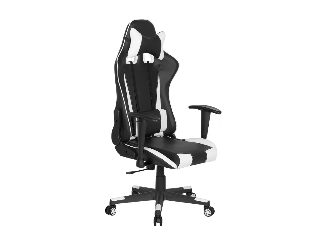 Chaise de bureau GAMER Cuir PU Blanc