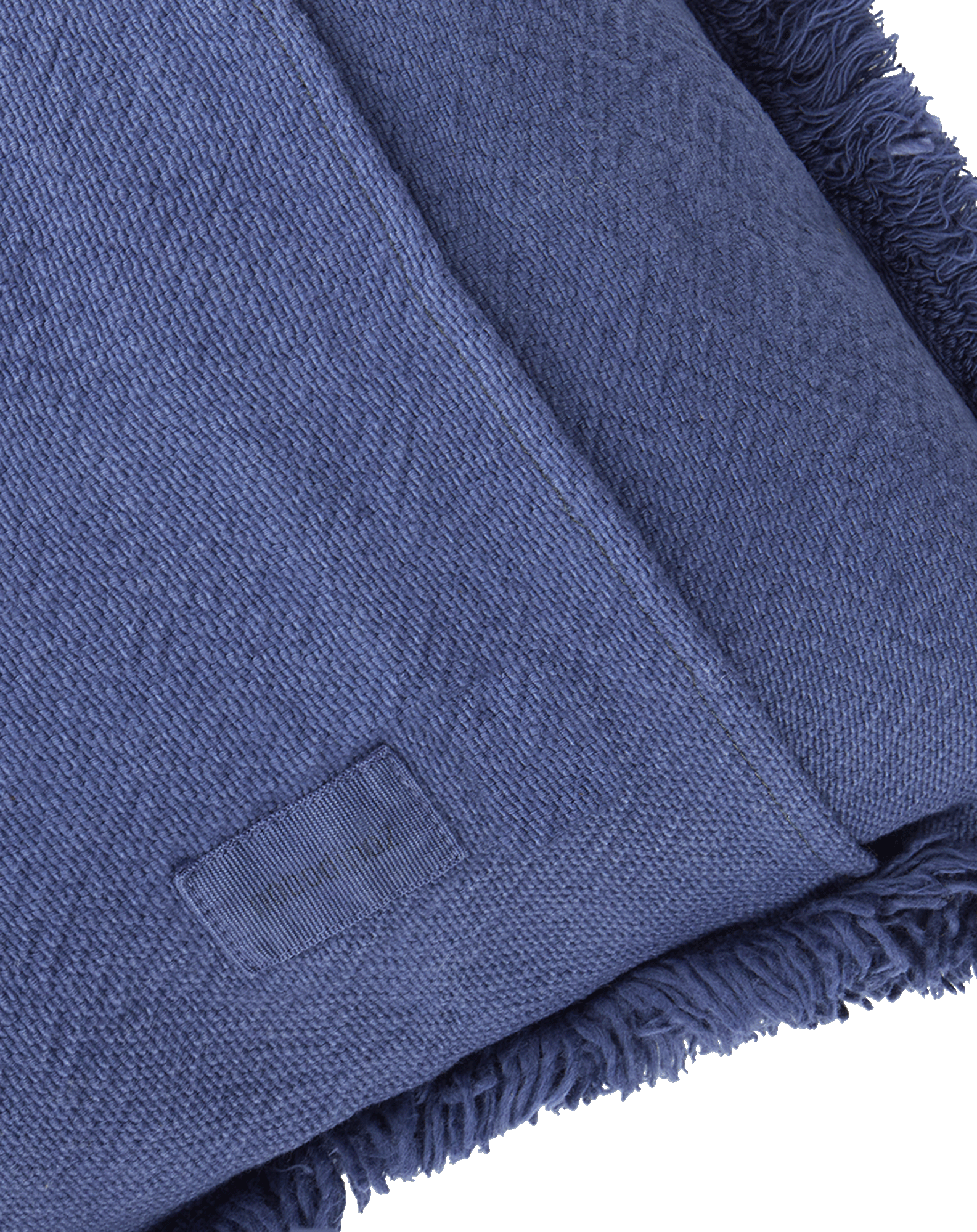 Coussin à franges landscape en coton lavé | Bleu