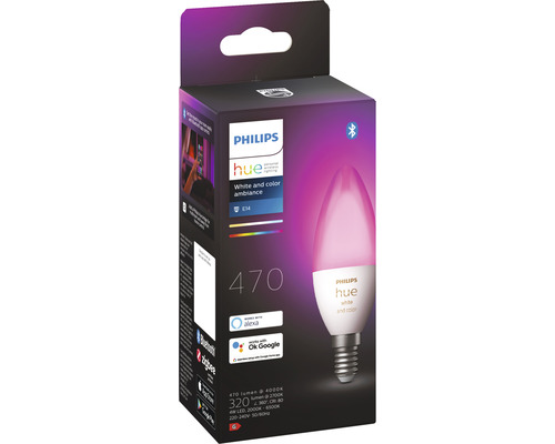 Philips Hue Kaarslamp White & Color Ambiance Dimbaar Wit E14 4W 320 lm Warm Wit - Daglicht Wit 1 st - Compatibel met SMART HOME van Hornbach