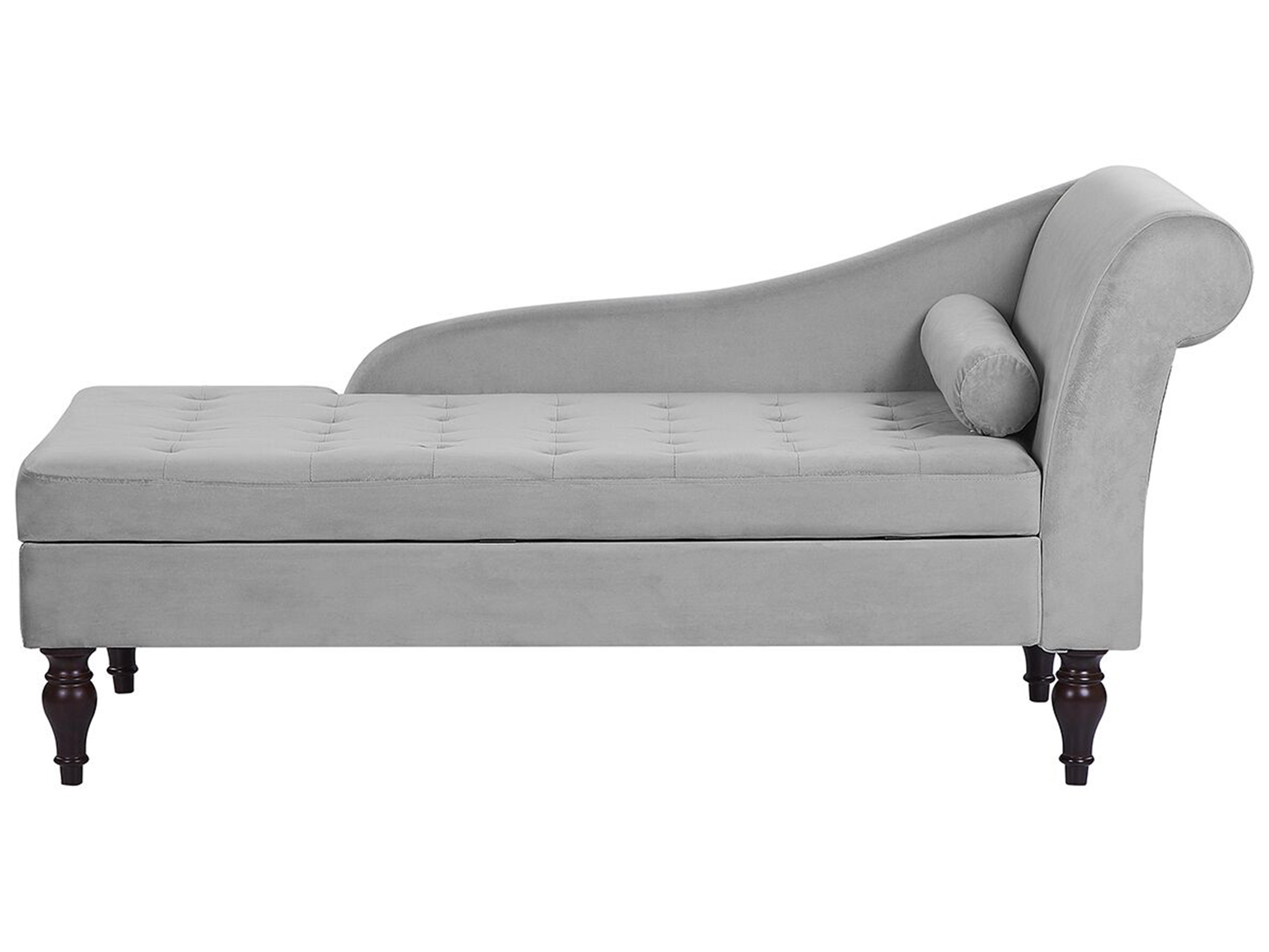 Rechtszijdige chaise longue PESSAC Fluweel Lichtgrijs met opbergruimte