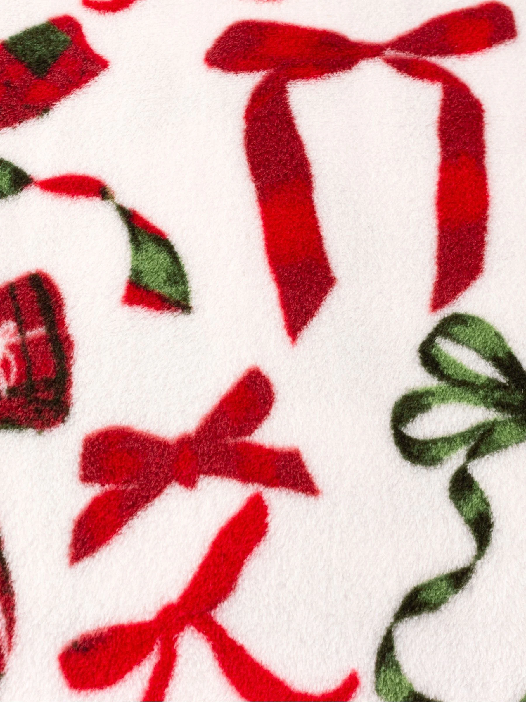 Furn Christmas Festive Bows Printed Fleece Throw