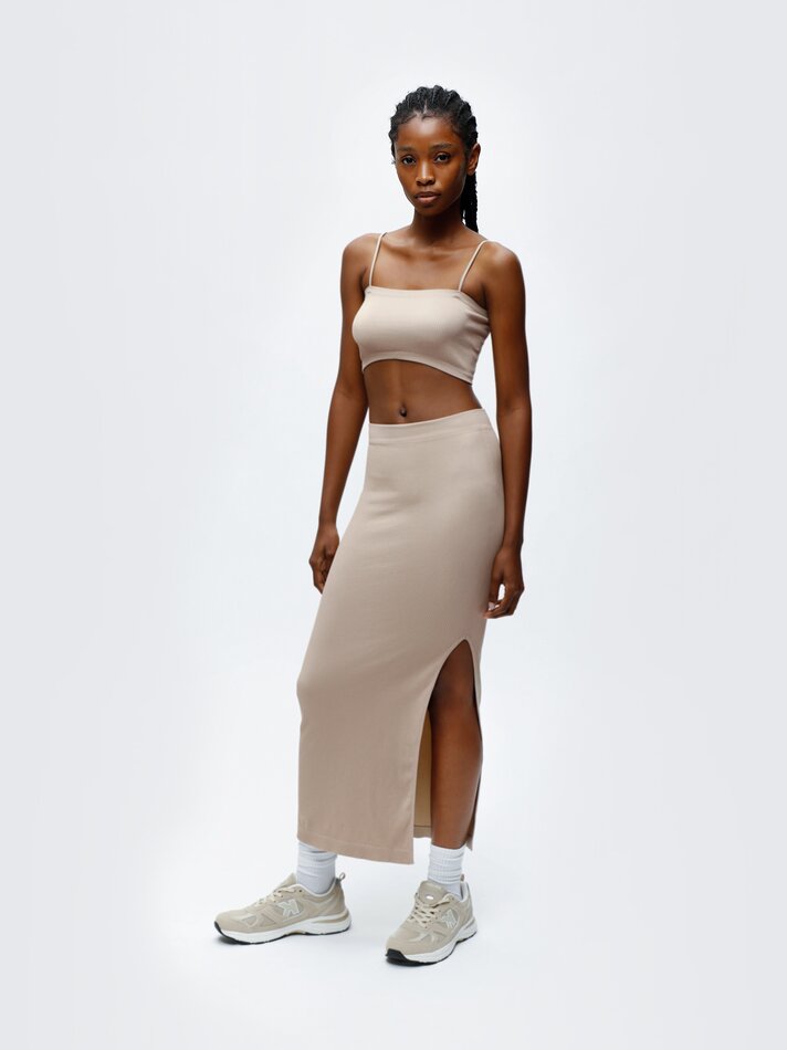 Top cropped sem costura - Bege claro