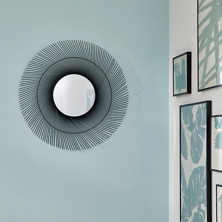 Miroir rond en métal soleil noir Ø.55 cm