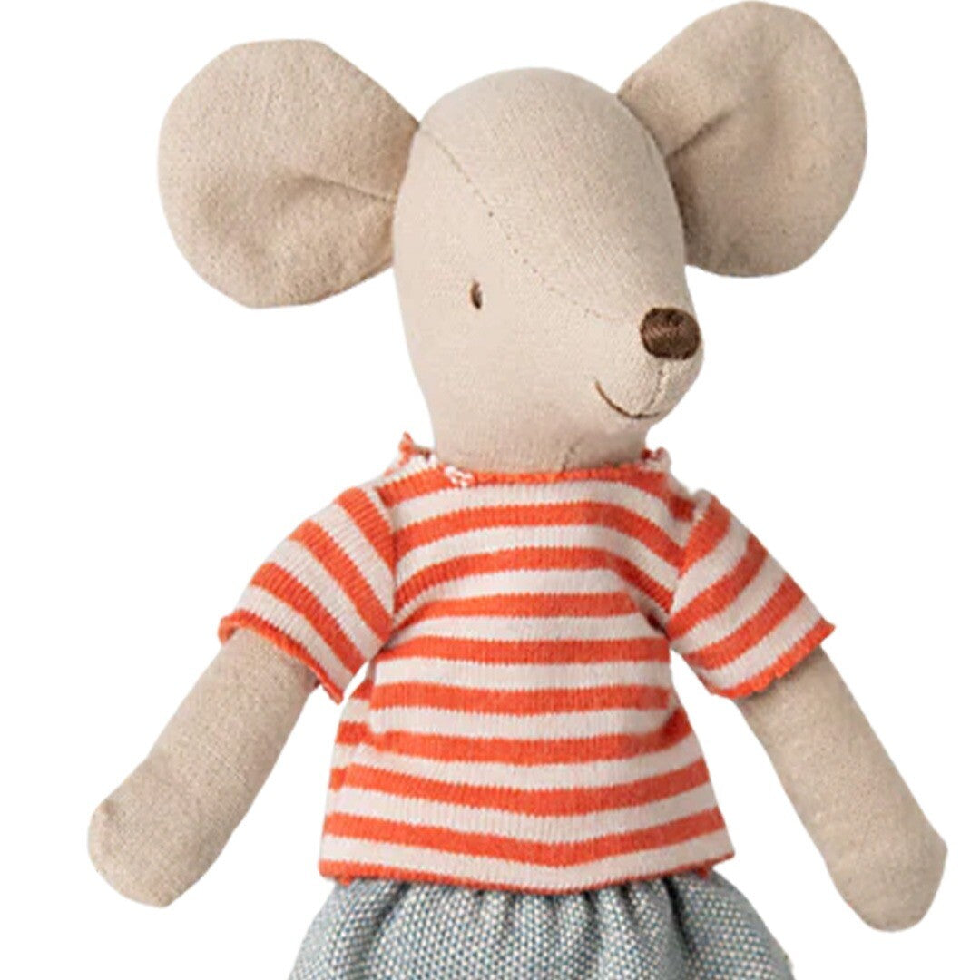 Maileg knuffelmuis grote zus met magneten - denim rok - 13 cm