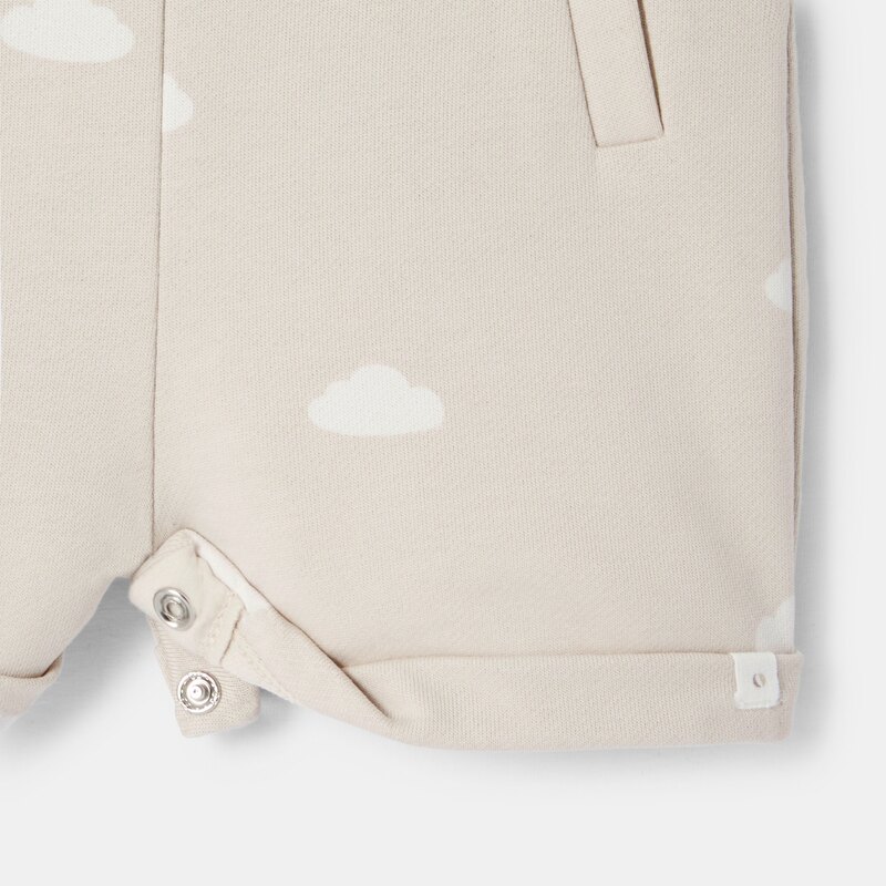 Salopette courte en molleton beige bébé garçon Beige