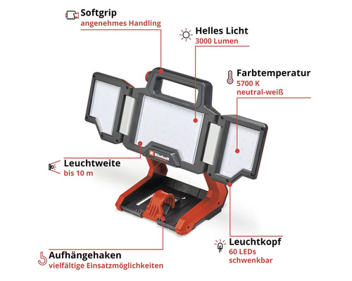 Einhell TP-CL 18/3000 Li acculamp, zonder accu en lader