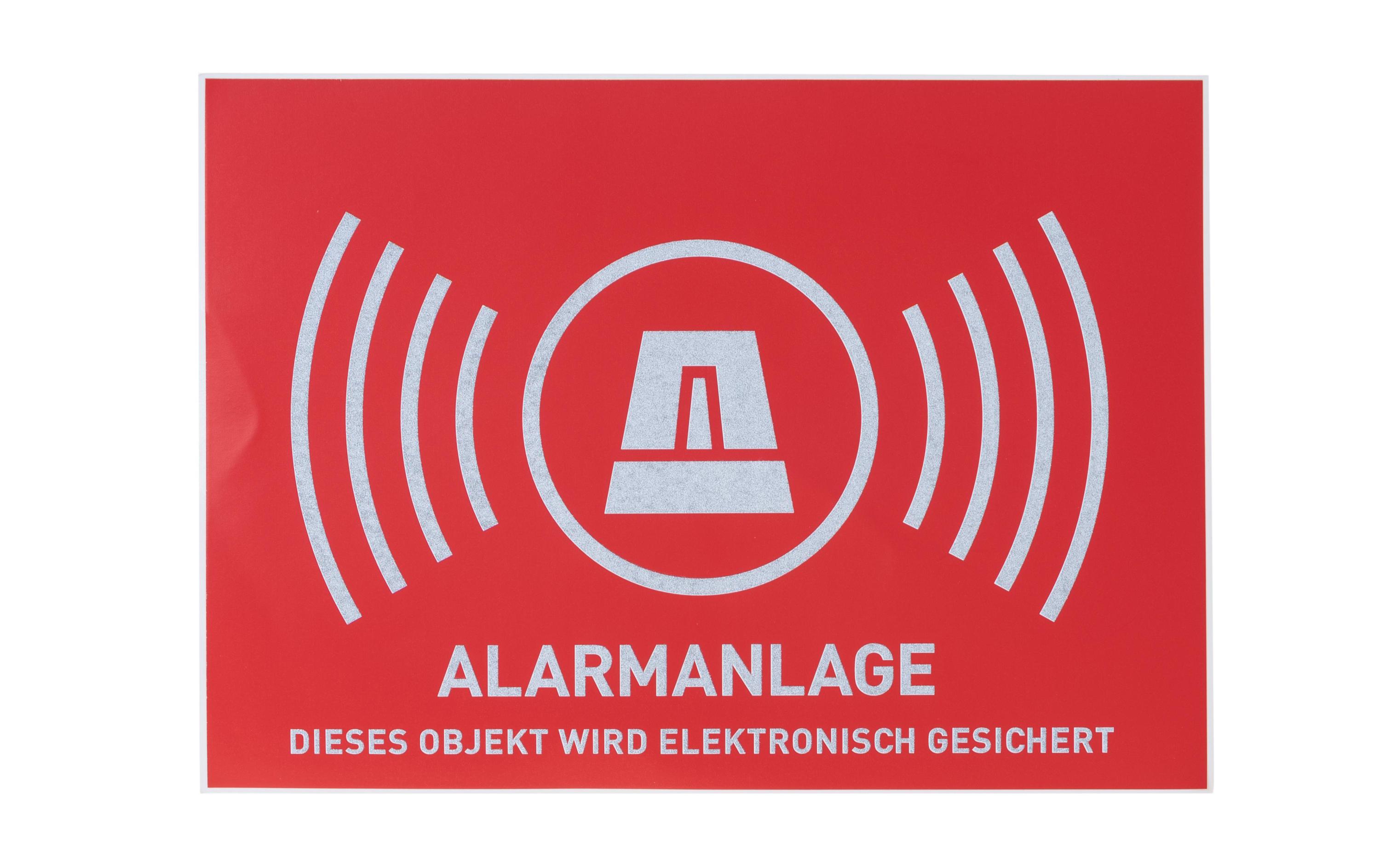 Warnaufkleber DE Alarmanlage ohne Abus Logo 74 x 52.5 mmHinweisschild für Kunden, Mitarbeiter und Passanten