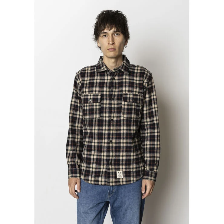 Fat Moose Adrian cotton check shirt Dark navy/ecru