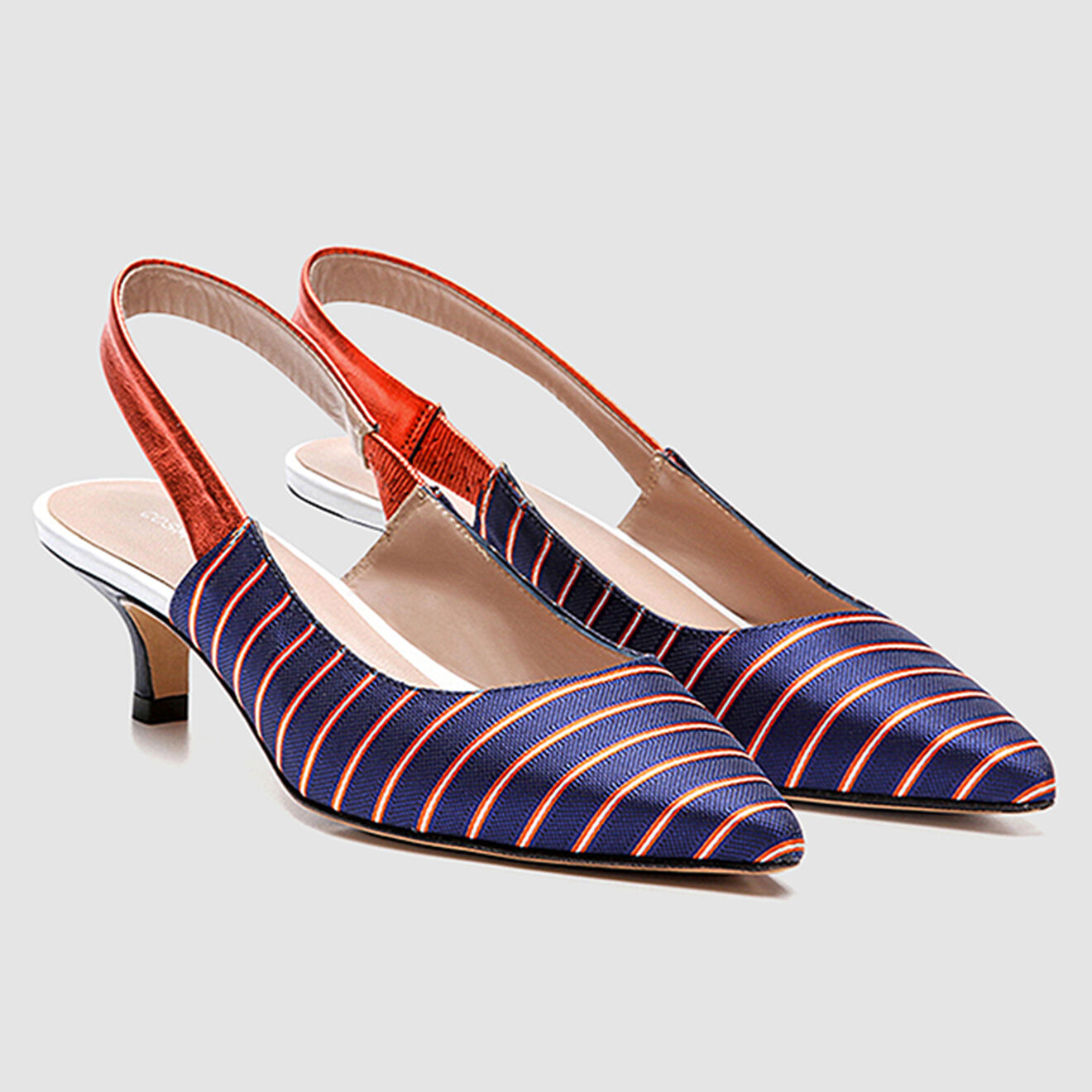 Cosmoparis Slingbacks Moba rayé marine/orange - Talon 5 cm