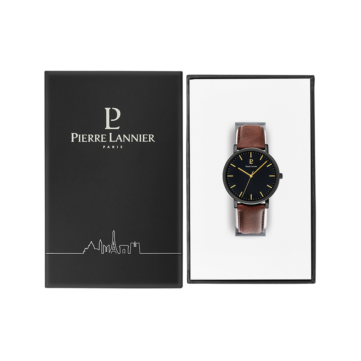 Montre PIERRE LANNIER essential homme bracelet cuir brun
