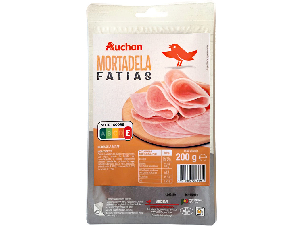 MORTADELA SIMPLES AUCHAN FATIAS 200G