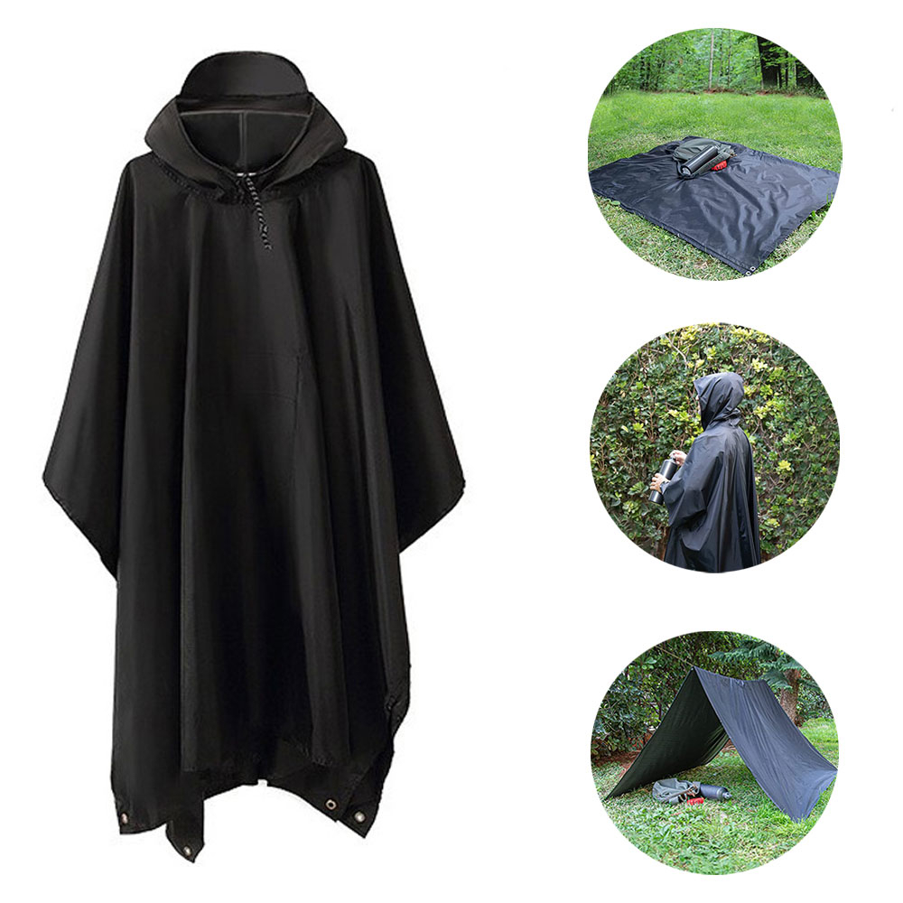 3in1 Regen Poncho / Abdeckplane / Decke Outdoor Camping   Aufbewahrungstasche (OneSize) - Tarnfarbe