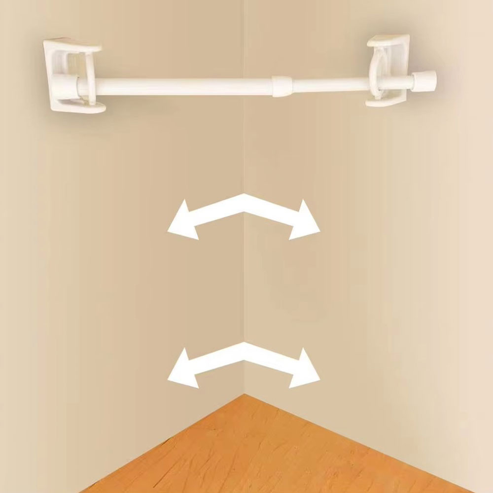 (2er Set) Selbstklebende Multifunktions Gardinen Stangen Halter für Badezimmer / Küche / Wohnzimmer - Weiss