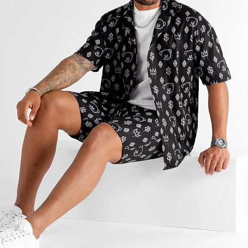 Ensemble Chemise Oversize Et Short Jogging Maison de Couture 0051 0056 Noir