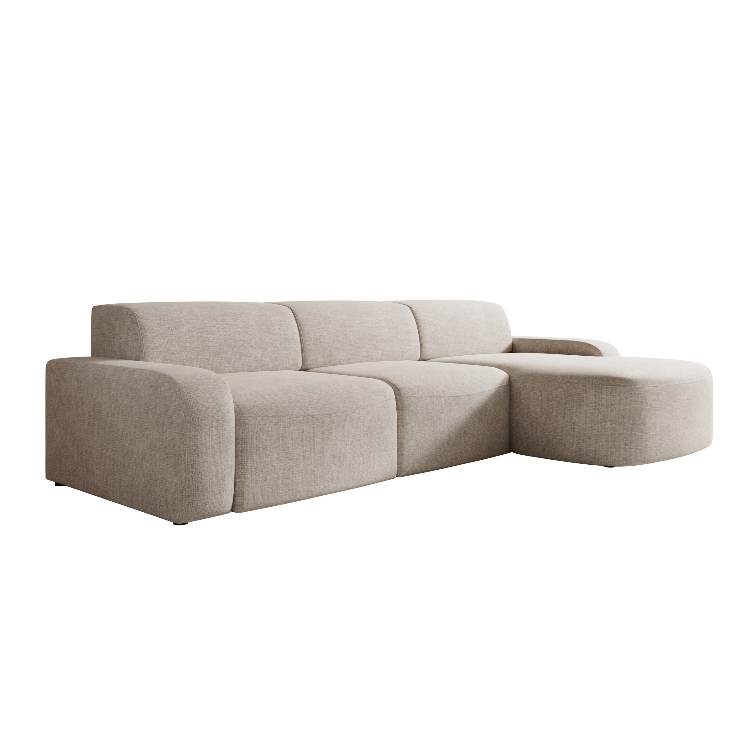 Liftado - Hoekbank 3-zits met chaise longue - Stof beige - Rechts