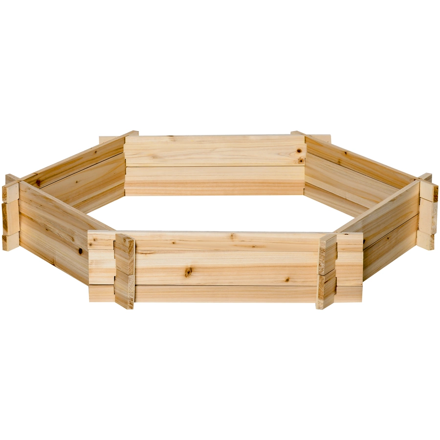 Outsunny Hochbeet mit sechseckiger Form natur