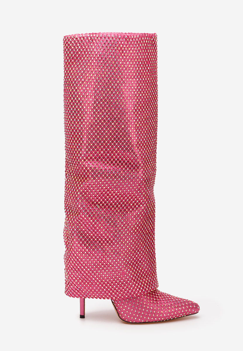 Bottes hautes à talon fin fuchsia Josely
