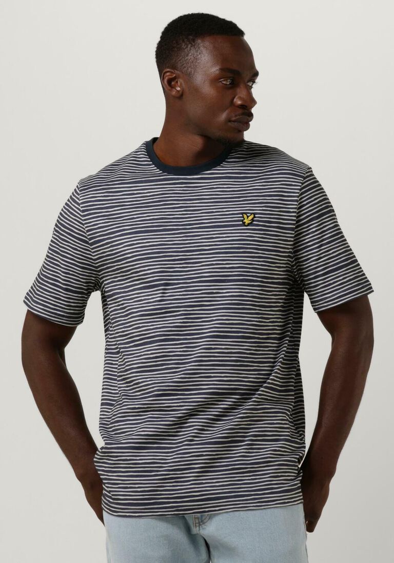 LYLE & SCOTT donkerblauwe lyle & scott t-shirt breton stripe t-shirt