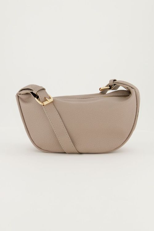 Taupe crossbody tas met goudkleurige rits