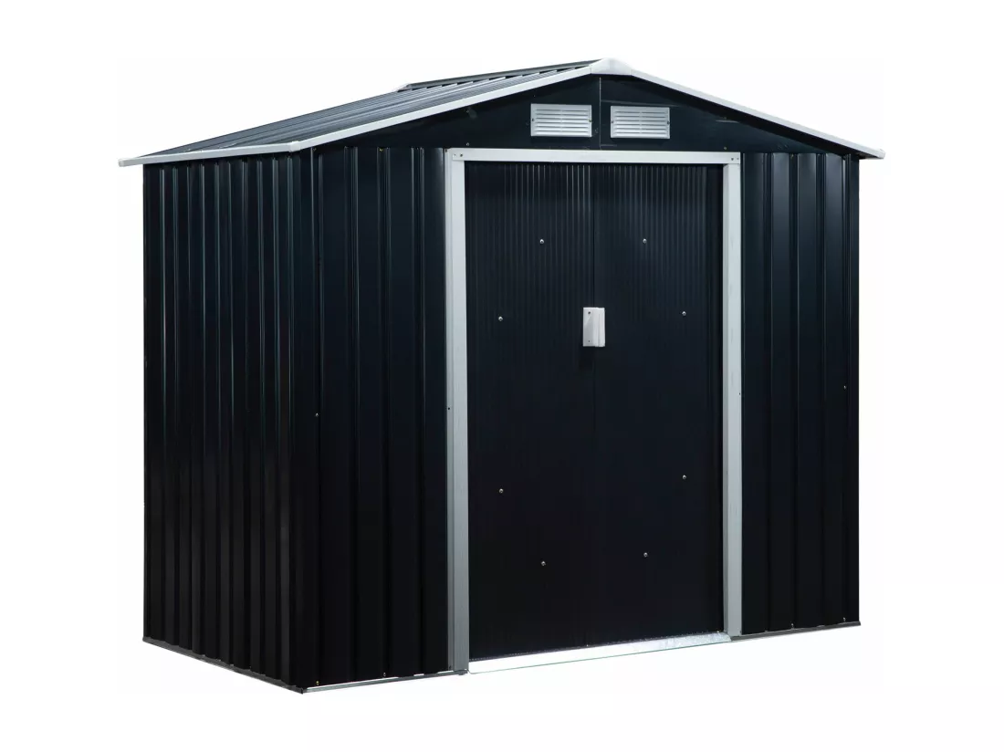 Abri de jardin - remise pour outils - cabanon porte verrouillable - dim. 213L x 130l x 185H cm - tôle d'acier gris