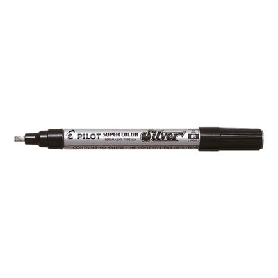 Pilot Super Color - Marqueur - permanent - pour verre, plastique, carton - argent - 4 mm - large