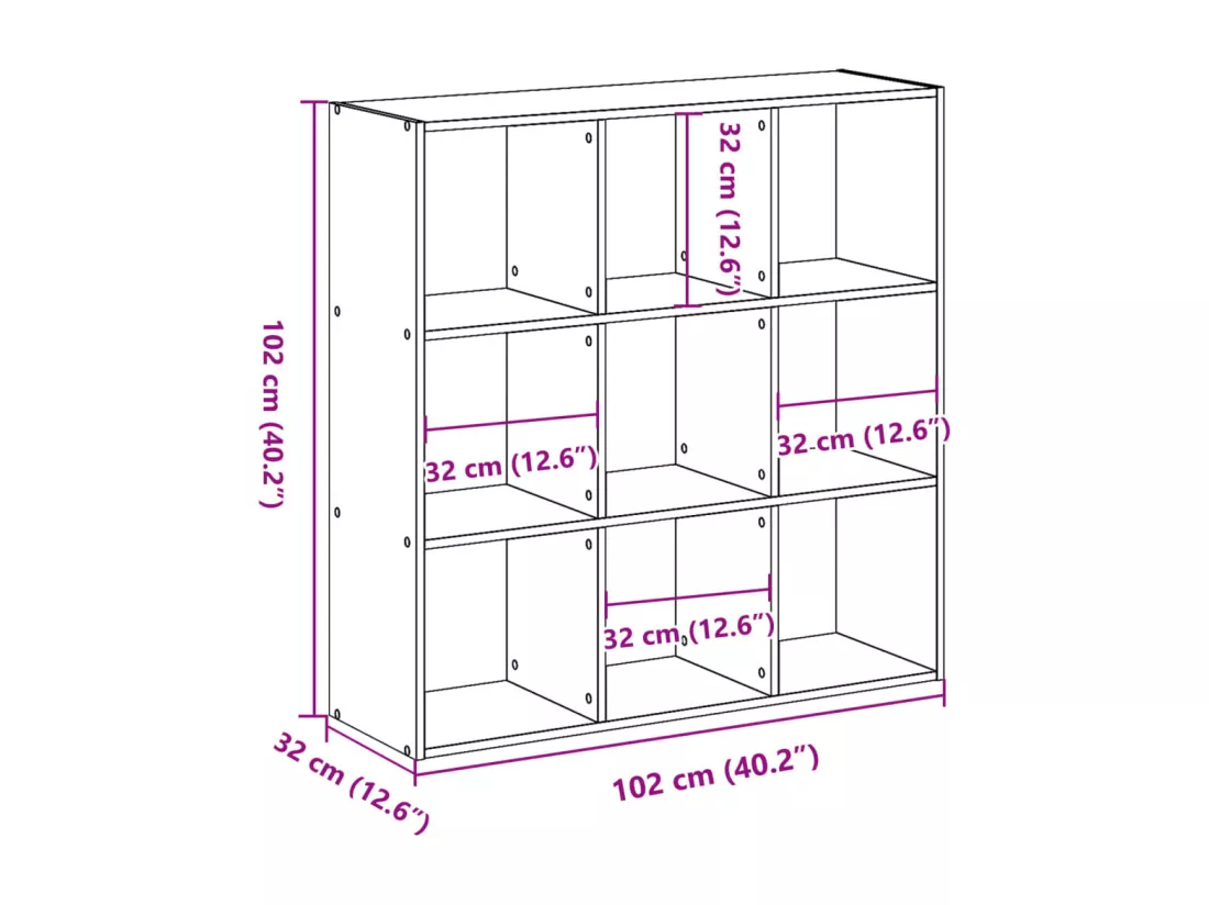 Bibliothèque chêne sonoma 102x32x102 cm bois d'ingénierie