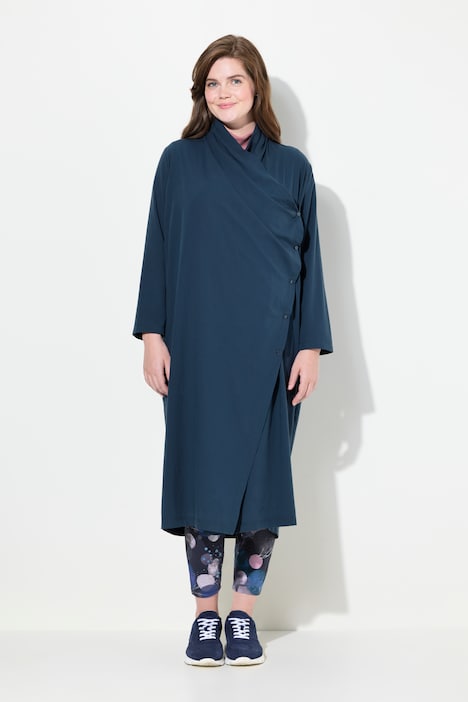Longbluse, Wickeloptik, Kelchkragen, Langarm