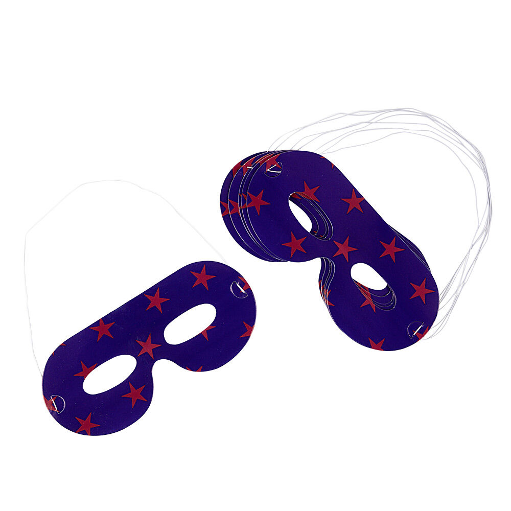 Masque de fête bleu motifs étoiles roses x8